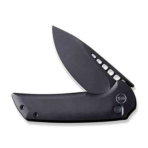 WE Knife Mini Malice Button Lock 054BL-1 Knife Black 20CV Steel and Black Titanium Pocket Knives von WE