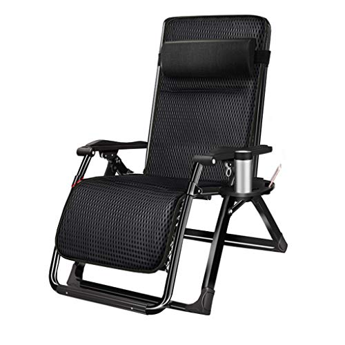 WEBOL Zero Gravity Lounge Chair, Schwarze, robuste Garten-Liegestühle aus Metall mit Getränkehaltern |Übergroßer tragbarer Klappstuhl für Erwachsene |Outdoor-Terrassen-Liegestühle für von WEBOL