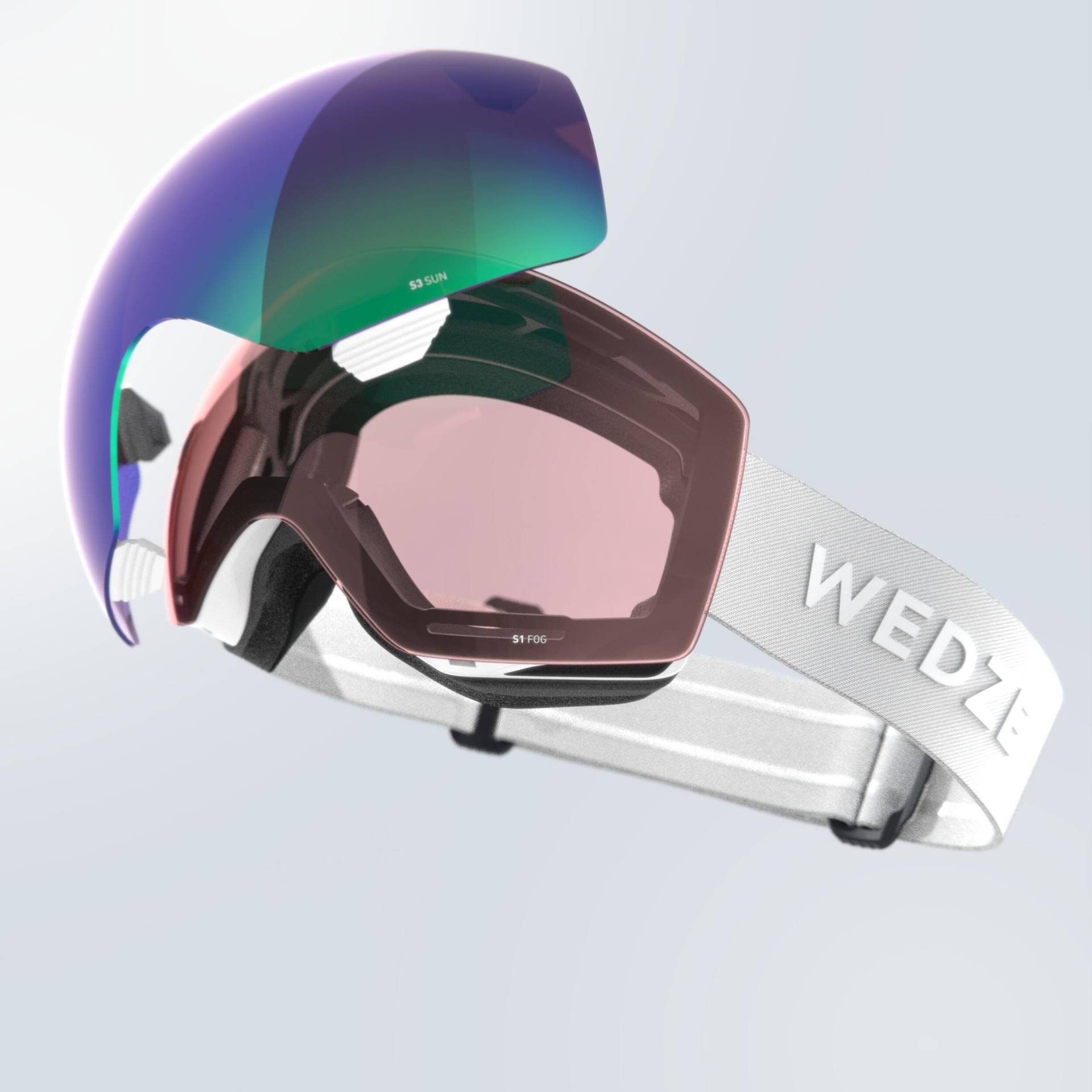 Skibrille Snowboardbrille G 900 I Allwetter Erwachsene/Kinder weiss von WEDZE