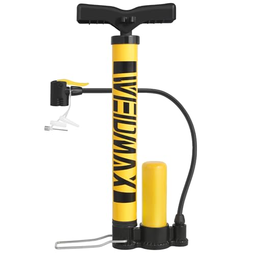 WEIDMAX Mini Fahrradpumpe, Tragbare Fahrrad Standpumpe mit Presta & Schrader Ventil, Fahrrad-Bodenpumpe Ball Pumpe Luftpumpe Fahrrad alle Ventile mit Nadeln, Leicht zu Transportieren von WEIDMAX