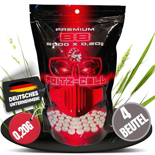 WEILAX 4 xAirsoft Softair Kugeln Fritz-Cell Premium BBS 6 mm 0,20g Beutel 5000 Stück von WEILAX