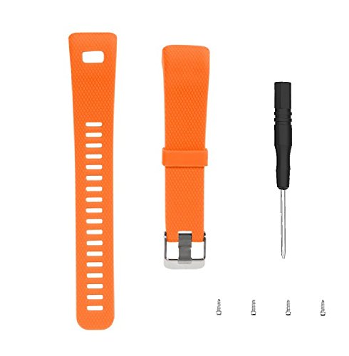 WEINISITE Armband für Garmin vívosmart HR +, Soft Silikon Ersatzarmband für Garmin vívosmart HR Plus (Orange) von WEINISITE
