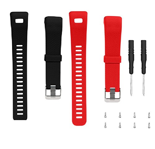 WEINISITE Armband für Garmin vívosmart HR +, Soft Silikon Ersatzarmband für Garmin vívosmart HR Plus (Schwarz+Rote) von WEINISITE