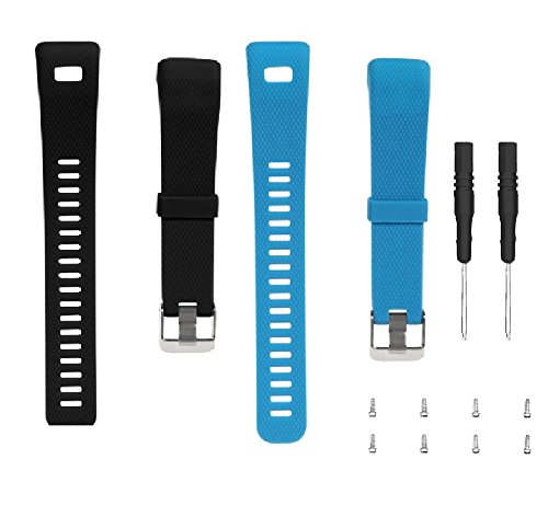 WEINISITE Armband für Garmin vívosmart HR +, Soft Silikon Ersatzarmband für Garmin vívosmart HR Plus (Schwarz+blau) von WEINISITE