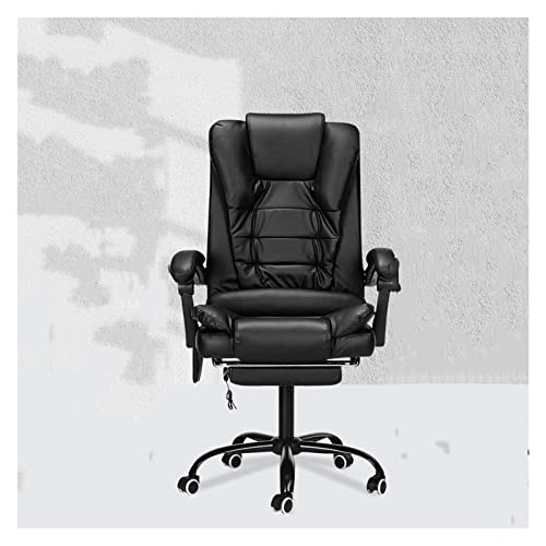 WEJIFU Verstellbarer Massage-Bürostuhl, Liegestuhl mit hoher Rückenlehne, großer, ergonomischer Drehstuhl aus Leder mit Fußstütze (D Hellgrau) Vision von WEJIFU