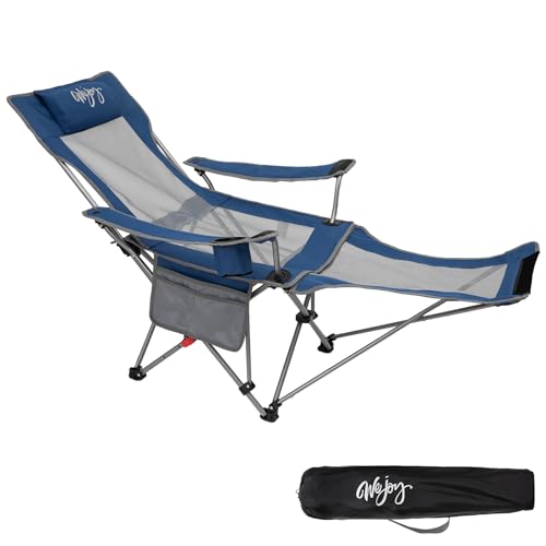 #WEJOY 2-in-1 Campingstuhl Klappbarer Liege Faltbarer Strandstuhl mit Verstellbarer Rückenlehne & Fußstütze Blau von #WEJOY