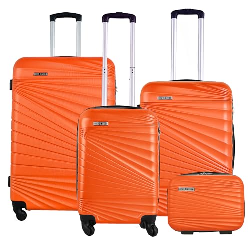 Set mit 4 harten Kabinenkoffern 56 cm, mittlerem Koffer 66 cm, großem Koffer 76 cm und Tasche 23 cm, Koralle/Orange von WELL HOME MOBILIARIO & DECORACIÓN