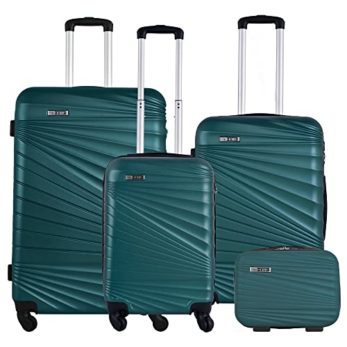 Set mit 4 harten Kabinenkoffern 56 cm, mittlerem Koffer 66 cm, großem Koffer 76 cm und Tasche 23 cm, Grün von WELL HOME MOBILIARIO & DECORACIÓN
