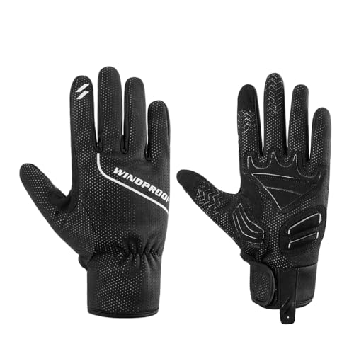 WELLDOER 1 Paar warme, winddichte, wasserdichte, rutschfeste Thermo-Handschuhe für Touchscreen, Vollfinger-Handschuhe mit G-Grip von WELLDOER
