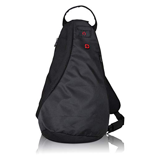 WENGER Premium Cross Body Bag, sportliche Umhängetasche für Damen und Herren, Sporttasche, Schultertasche für Skifahren, Snowboard, Outdoor, 10 Liter, Schwarz von WENGER