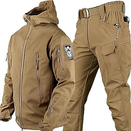 WENNEWU Taktischer Anzug Kampfhemd Und Hosen Set Für Männer Frauen, Langarm Military Waldjagduniform,Braun,XL von WENNEWU