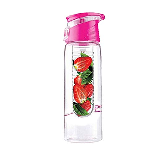 Wasserflasche Mit Fruchteinsatz Trinkflasche Wiederverwendbare Wasserflasche Sport Flasche Wasser Glaskolben Nette Wasser Flasche Rosered,700ml von WESDOO