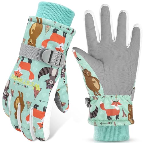 WESTGIRL Kinder Winterhandschuhe Winddicht Warme Skihandschuhe Thermofleece Wasserabweisend Schnee Cartoon kinderhandschuhe Outdoor Snowboarding Radfahren Handschuhe für 3-12 Jungen Mädchen von WESTGIRL