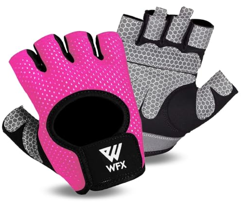 WESTWOOD FOX Fitness Handschuhe Atmungsaktive Trainingshandschuhe für Damen und Herren Gewichtheberhandschuhe Bodybuilding Gym Übung rutschfestes Crossfit Krafttraining (Rosa ohne Handgelenk, L) von WESTWOOD FOX