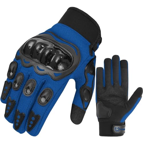 WESTWOOD FOX Motorradhandschuhe Herren Damen, Vollfinger Touchscreen Motorradhandschuhe für BMX MX ATV MTB Reiten, Jagen, Klettern und Outdoor-Sportarten (BLAU, L) von WESTWOOD FOX