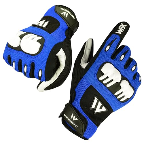 WESTWOOD FOX Motorradhandschuhe für Männer und Frauen,Atmungsaktiv, Touchscreen, Palm Pads Motorradhandschuhe für BMX,Radfahren, ATV,MTB Racing,Road Racing,Klettern,Wandern (BLAU, XL) von WESTWOOD FOX