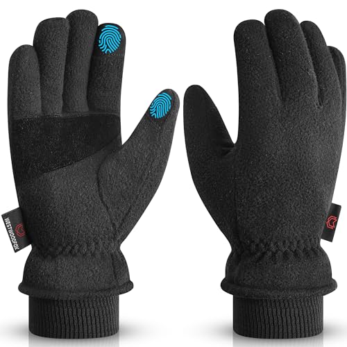 WESTWOOD FOX Winterhandschuhe für Männer und Frauen, -20℉ ColdProof,Water Proof & Windproof,Thermal Ski Gloves, Touchscreen, Anti-Rutsch warme Handschuhe für Radfahren (SCHWARZ, XL) von WESTWOOD FOX