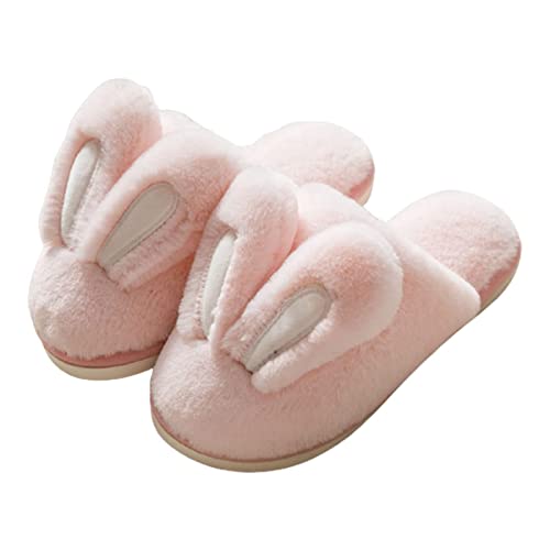 Cute Rabbit Ears Plush House Slippers,Women Bunny Slippers,Non-Slip Fuzzy Fluffy Plush Slippers,Cute Rabbit Ears Plush House Slippers for Women (Pink,35-36) von WESYY