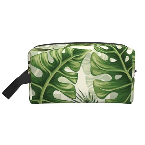 Tropische Blätter Sommergrün, Make-up-Tasche, Kosmetiktasche, tragbare Reise-Kulturtasche, Make-up-Tasche, Organizer von WEVFGHI