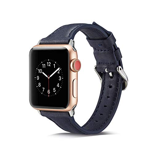 Kompatibel mit Apple Watch Leder Band 42mm, Schmales Dünnes Weiches Lederarmband Smartwatch Strap Einstellbar Sport Loop Kompatibel mit iWatch Ultra 1 2 49mm 45mm 44mm 42mm Series 9 8 7 6 5 4 3 2 1 SE von WFCKPQF