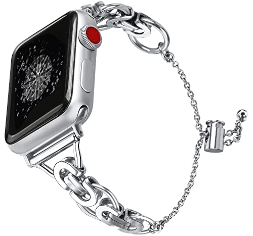 Kompatibel mit Apple Watch Uhrenarmbänder 38mm 40mm 41mm, Einstellbar Edelstahl Bracelet Armband Ersatzarmband Ersatz Bling Ersatz Band Kompatibel mit iWatch Ultra Ultra 2 Serie SE 9 8 7 6 5 4 3 2 1 von WFCKPQF