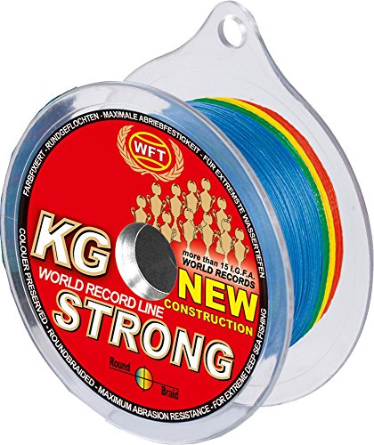 WFT KG Strong 600m 0,25mm 39kg, geflochtene Schnur, Meeresschnur, Angelschnur, Geflechtschnur, Farbe:Multicolor von WFT