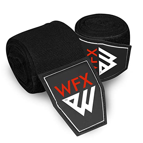 WFX Boxhandbandagen 3,5 4,5 Meter Kampfsport-Bandagen Innenhandschuhe Handgelenkstütze Gurte Stanzen unter der Hand Knöchel Schwere elastische Trainingstasche Muay Thai (4,5 m, schwarz) von WFX