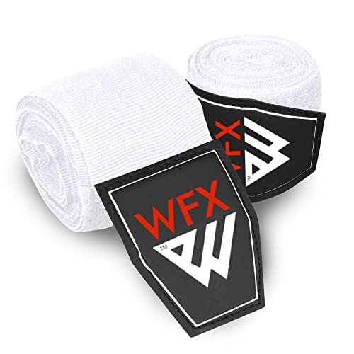 WFX Boxhandbandagen 3,5 4,5 Meter Kampfsport-Bandagen Innenhandschuhe Handgelenkstütze Gurte Stanzen unter der Hand Knöchel Schwere elastische Trainingstasche Muay Thai (4,5 m, weiß) von WFX