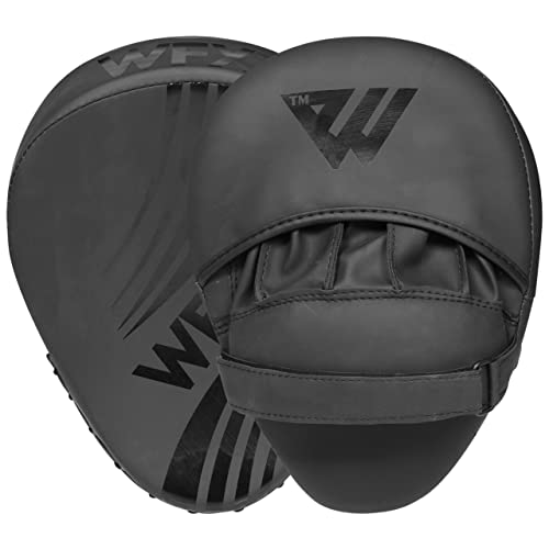Boxpads Focus Mitts Haken und Jab Boxsack Ziel Training Curved Strike Shield Hand Muay Thai Pad MMA Kampfsport Handschuhe (Mattschwarz) von WFX