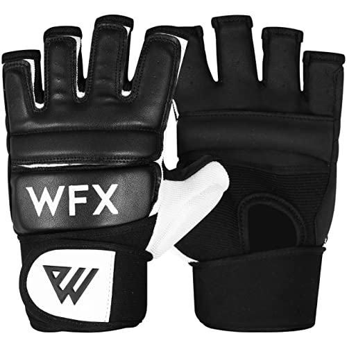 WFX Boxhandschuhe für Boxsack, Karate, MMA, Kampfsport, Kampfsport, Muay Thai (M, Schwarz) von WFX