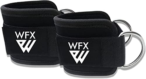 WFX Knöchelriemen für Kabelmaschinen, Knöchelmanschetten, Gewichtheben, Fitnessgurt, Beintraining, Gesäßmuskeltraining, Beinverlängerungen, Doppel-D-Ring-Kabelriemen für Männer und Frauen (schwarz) von WFX