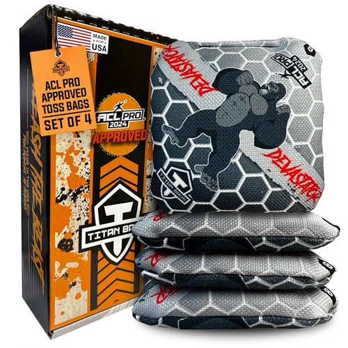 Titan Bags Devastator Honeycomb Cornhole Bags (Oreo) – ACL PRO zugelassene Wurfsäcke – langlebige Allwetterbeutel für den Innen- und Außenbereich – professionelle Cornhole Bags (4 Stück) von WGC Titan Bags