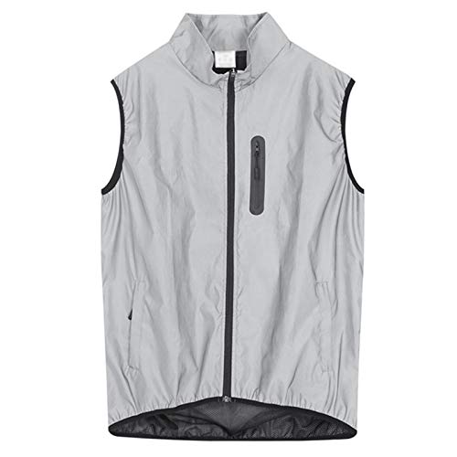 Fahrradweste Herren Reflektierend,Radweste Herren Sommer,Winddichte Atmungsaktiv Fahrrad Weste,Wasserdicht Reflektierend Laufweste,Netz Sport Weste,für MTB Sleeveless Radfahren(Size:XXXL,Color:Silber) von WHJX