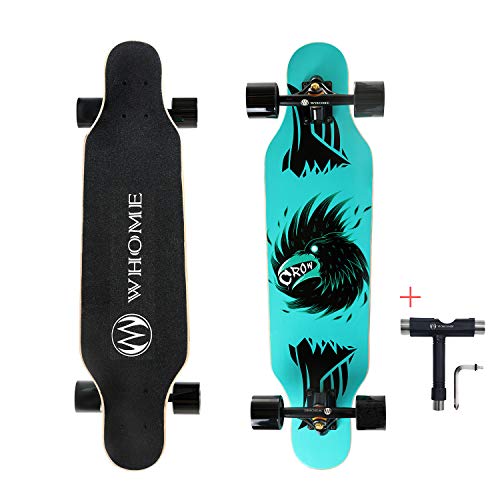 WHOME Longboards – 31 Zoll Kleines Longboard Cruising Skateboard – für Erwachsene/Kinder Mädchen/Jungen Anfänger/Profi inkl. T-Tool (Cold Crow) von WHOME