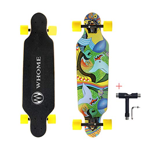 WHOME Longboards – 31 Zoll Kleines Longboard Cruising Skateboard – für Erwachsene/Kinder Mädchen/Jungen Anfänger/Profi inkl. T-Tool (Fresh Life) von WHOME