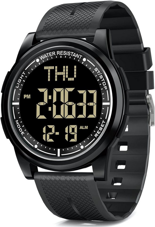WIFORT Fur Herren Damen Digital 5 ATM Wasserdicht Sport Watch, mit Wecker Stopp Countdown Duale Zeitzone Ultradünn Weitwinkel Anzeige von WIFORT