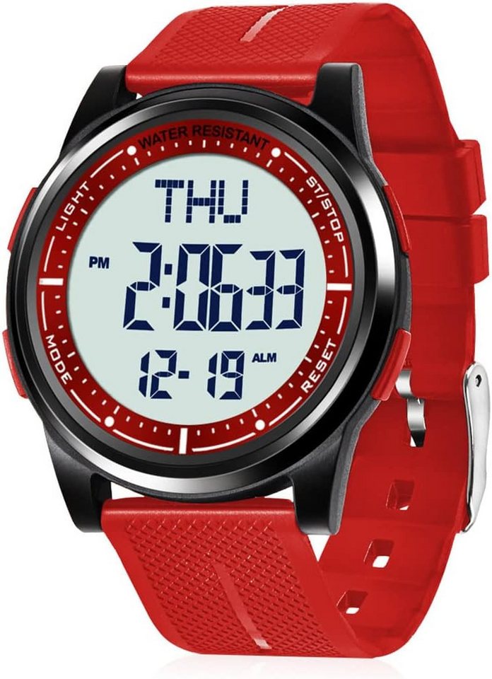 WIFORT Fur Herren Damen Digital 5 ATM Wasserdicht Sport Watch, mit Wecker Stopp Countdown Duale Zeitzone Ultradünn Weitwinkel Anzeige von WIFORT