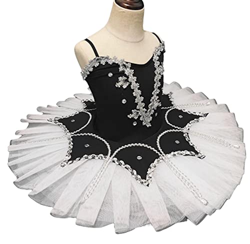 WIINXX Professionelle Ballett Tutu Mädchen Platte Pfannkuchen Tutu Ballerina Party Kleid Kinder Ballett Tanz Wettbewerb Kostüm,Schwarz,L von WIINXX