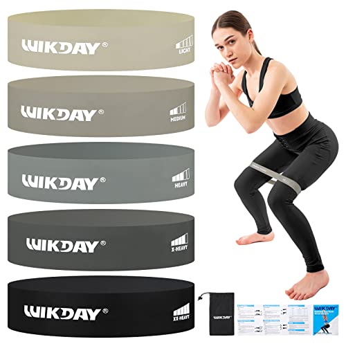 WIKDAY Widerstandsbänder-Set, Übungsbänder für Damen und Herren, 5 Stück Stretchbänder für Beine, Training, Yoga (grau) von WIKDAY