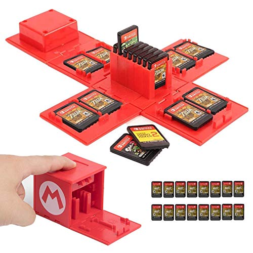 WIKEA Spielkartenhalter für NS - Nintendo Switch-Speicherkartenetui, Videospielkartenhalter mit 16 Spielkartensteckplätzen (Mario Rot) von WIKEA