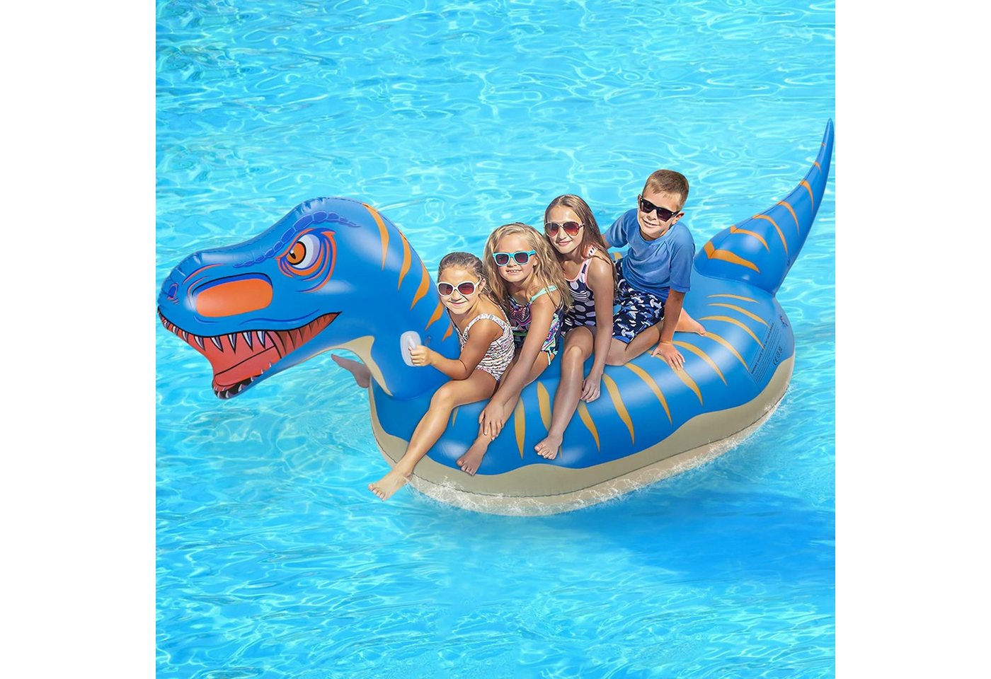 POPOLIC Schwimmtier Super Größe Dinosaurier Luftmatratze, 280×130×110cm, Aufblasbares Dinosaurier Pool Floß, Schwimmen Sommer Spielzeug von POPOLIC