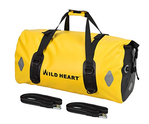 WILD HEART 55L 66L 77L Motorradtasche Reisetasche für Reisen, Motorradfahren, Radfahren, Wandern, Camping(77L gelb) von WILD HEART
