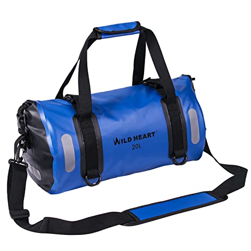 WILD HEART wasserdichte Tasche für Kajakfahren, Camping, Boot, Radfahren 20L 30L 40L (blau, 20L) von WILD HEART