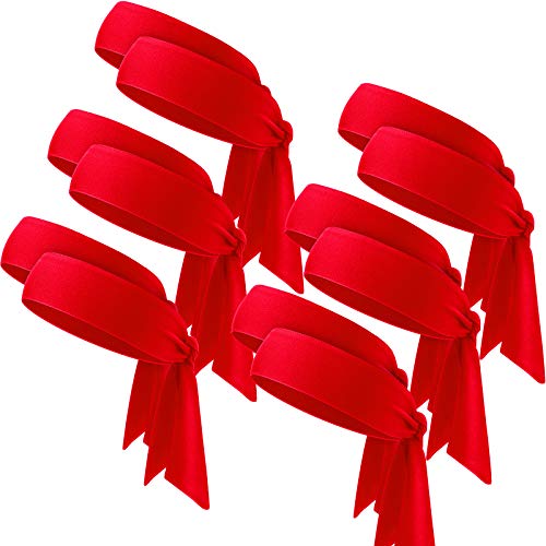 12 Stück Tennis Krawatte Stirnband Haarband Unisex Trocken Kopf Tie Sport Tie Rücken Stirnband für Basketball, Laufen, Tennis, Karate, Leichtathletik (Rot) von WILLBOND