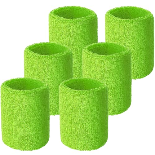 6 Stück Handgelenk-Schweißbänder, Sport-Armbänder für Fußball, Basketball, Laufen, athletischen Sport (grün) von WILLBOND
