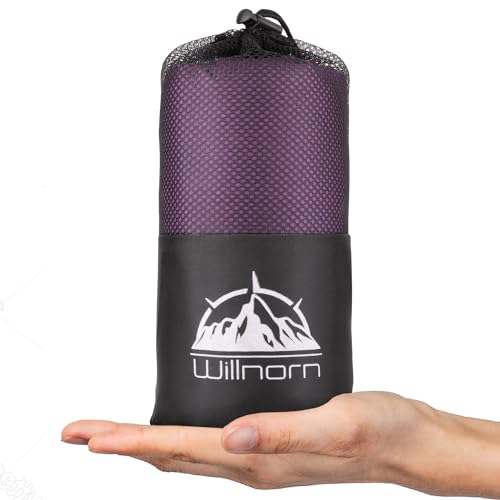 WILLNORN 2in1 Hüttenschlafsack aus Mikrofaser, Hüttenschlafsack mit durchgängigem Reißverschluss, Leichter Komfort hüttenschlafsack und XL Reisedecke in Einem- 95 * 220 cm(Lila) von WILLNORN