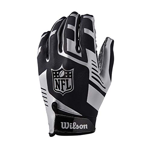 Wilson American Football Receiver-Handschuhe NFL STRETCH FIT RECEIVERS GLOVE, Einheitsgröße, schwarz/Silber, WTF930700M von Wilson