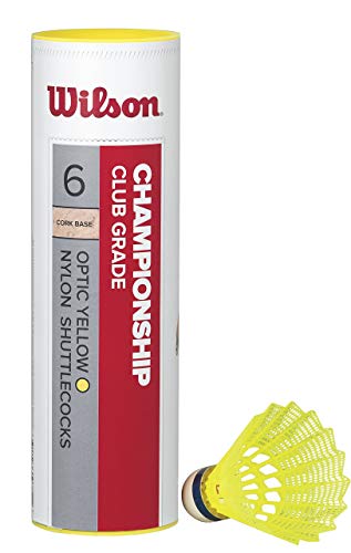 Wilson Badminton-Ball, Championship Shuttlecocks, 6-er Dose, 78 Grains, Gelb, Kunststoff/Naturkork, WRT6044YE78 von Wilson