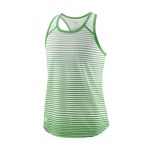 Wilson Mädchen Tennis-Tank Top, G Team Striped Tank, Polyester, Grün/Weiß, Größe: M, WRA769802 von Wilson