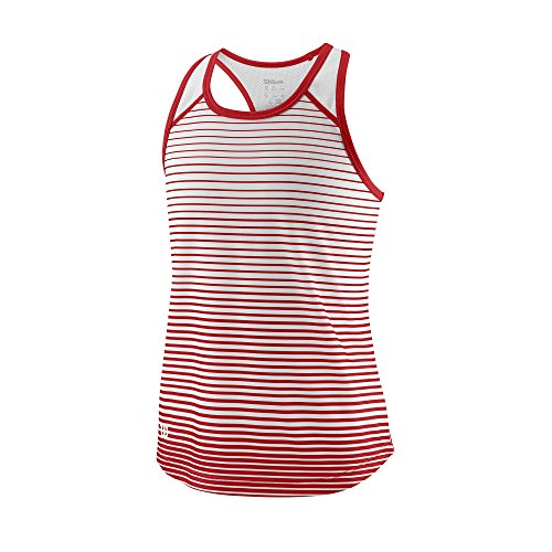 Wilson Mädchen Tennis-Tank Top, G Team Striped Tank, Polyester, Rot/Weiß, Größe: XS, WRA769804 von Wilson